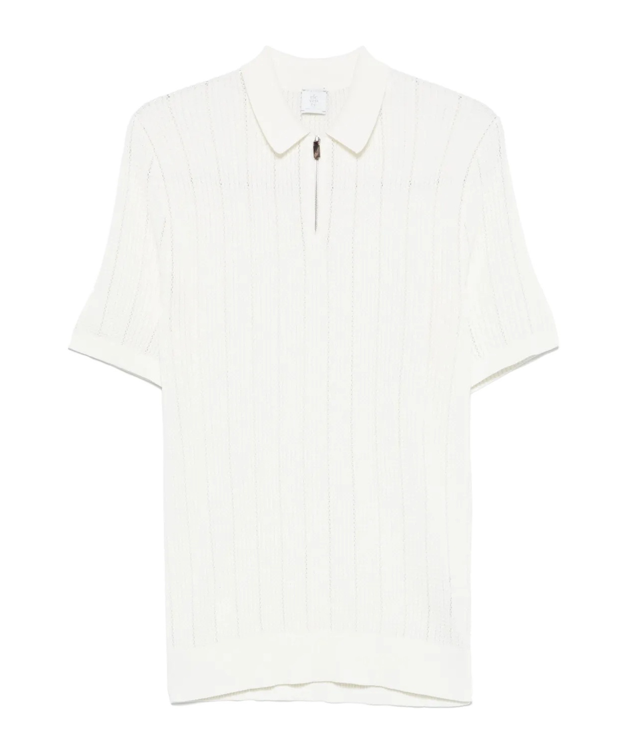 Eleventy Open-knit Polo Shirt In White