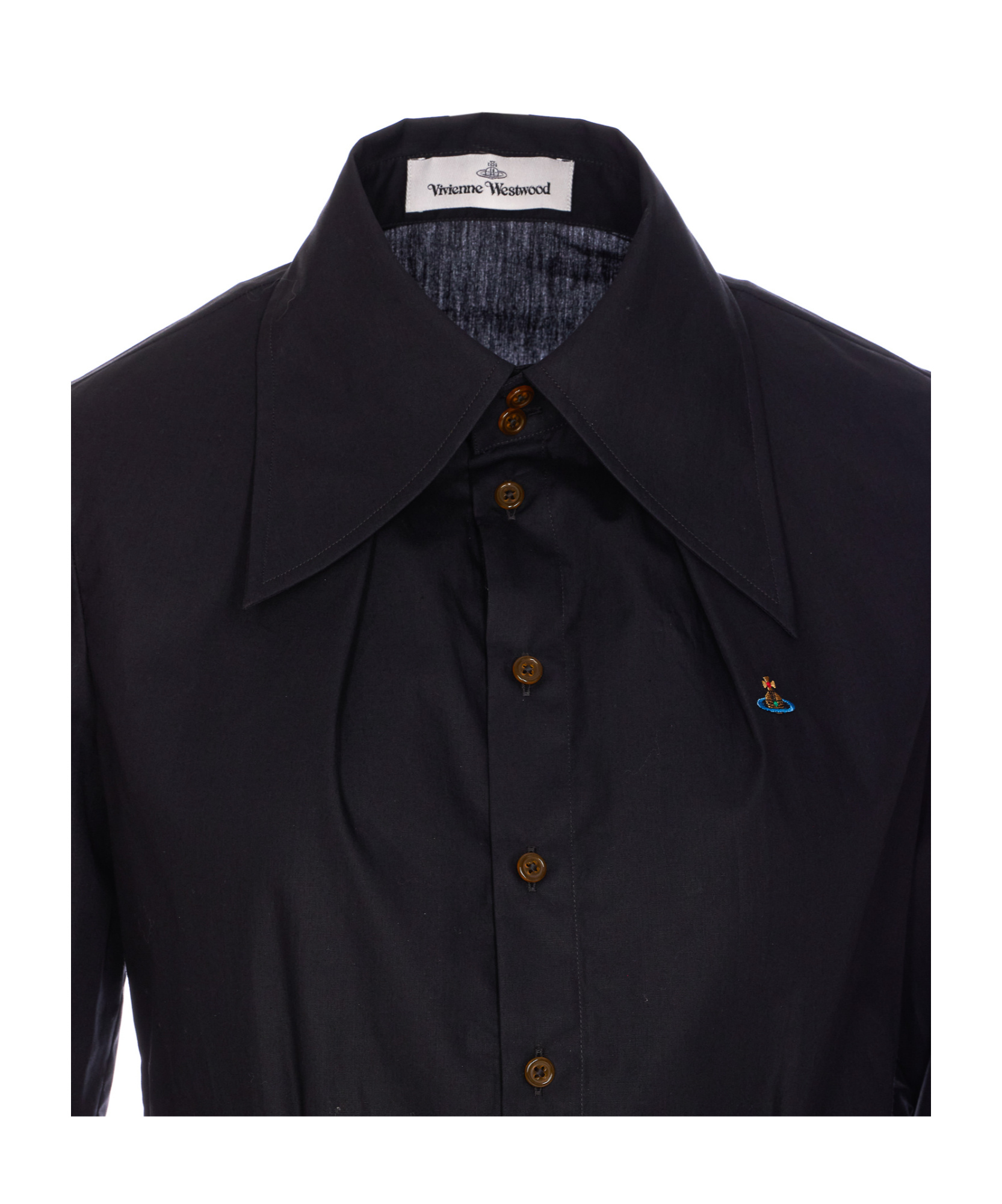 Shop Vivienne Westwood Orb Embroidered Shirt In Black