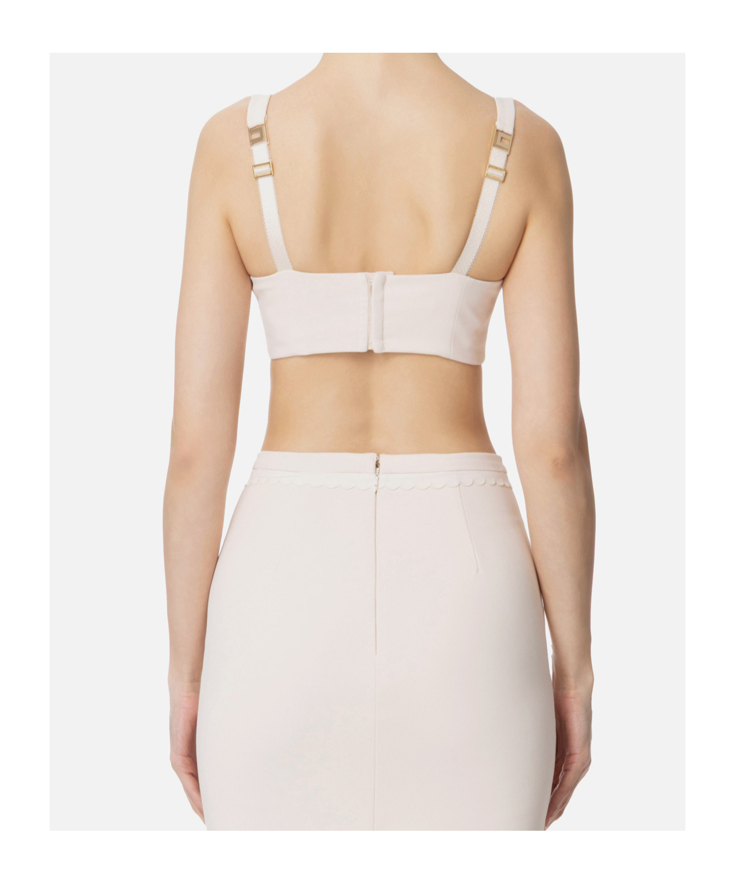 Elisabetta Franchi Double-layer Stretch Crepe Top In Butter Color