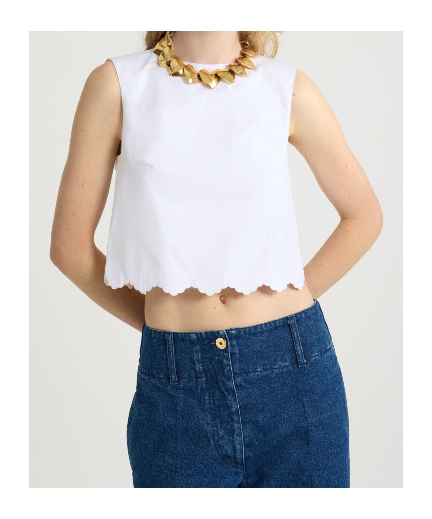 Shop Patou Poplin Crop Top In White