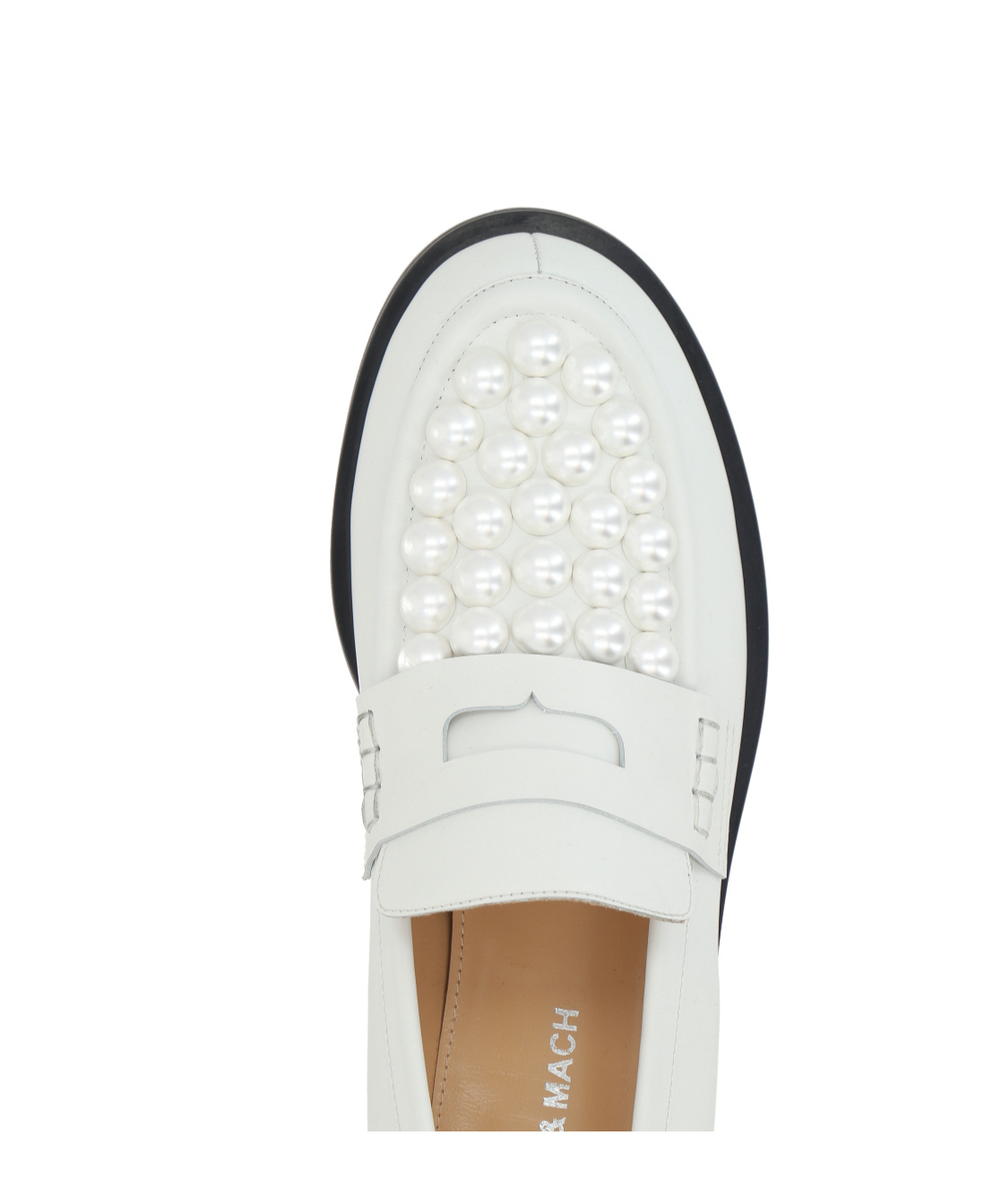 Mach&mach Round Head Loafer Shoes In White