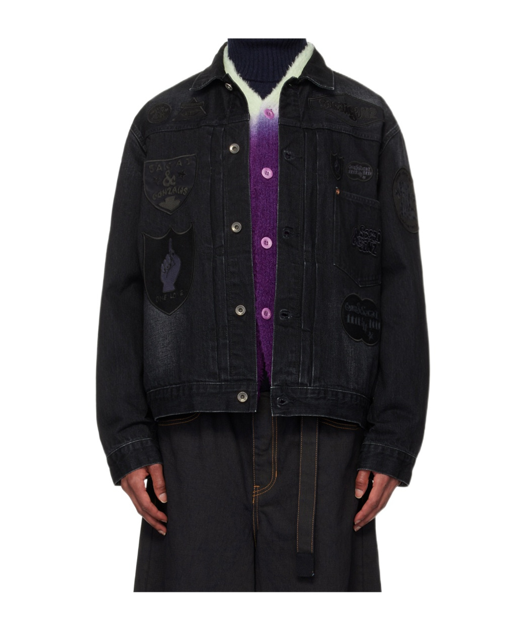 Sacai Sponge Sweat X Grosgrain Hoodie In Black