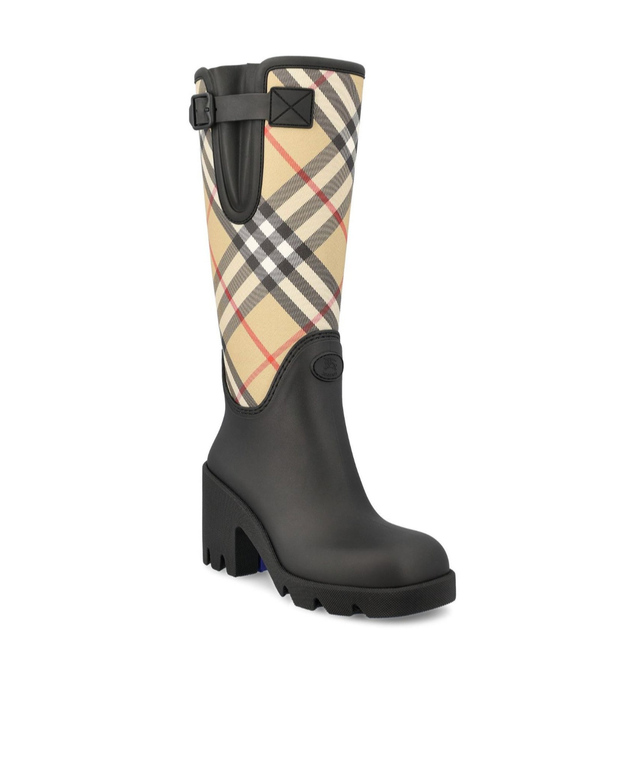 Burberry Canvas And Rubber Boots With Buckle Detail In Black