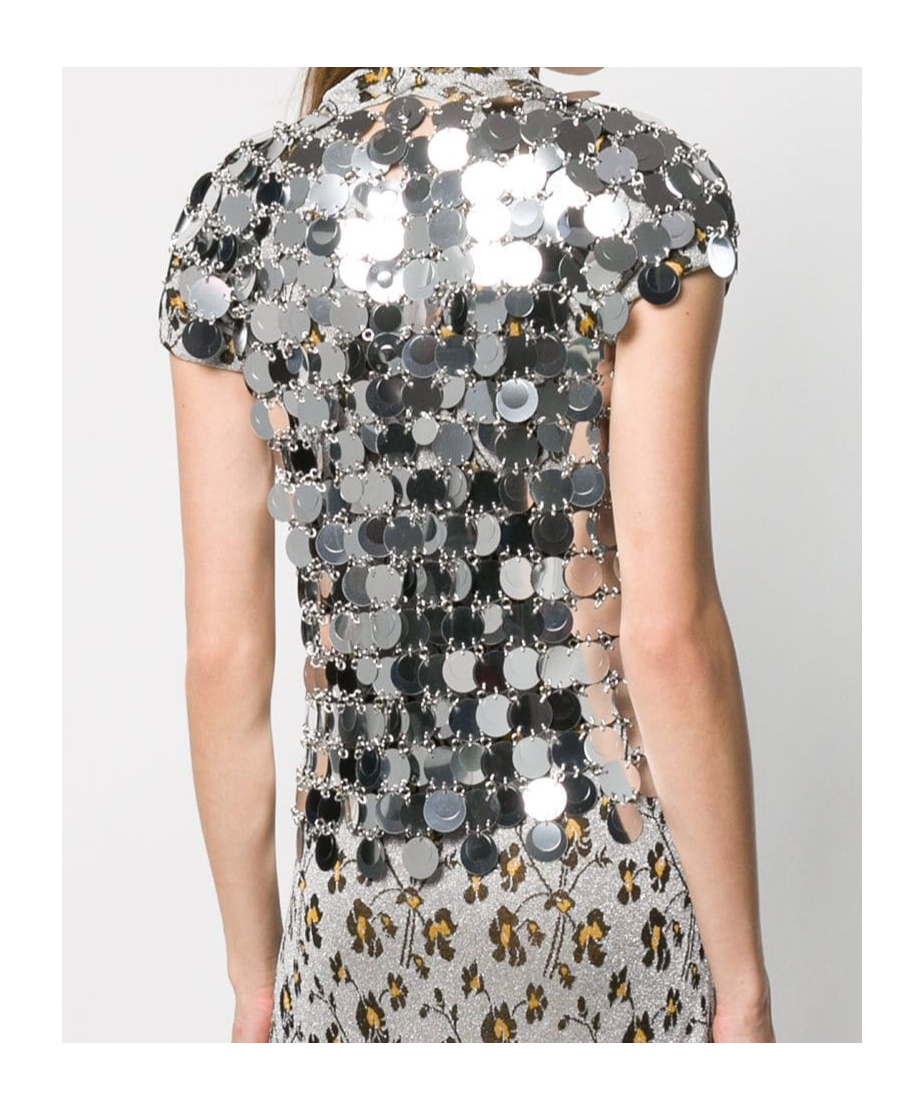 Rabanne The Iconic Silver Sparkle Discs Top Silver In Gray