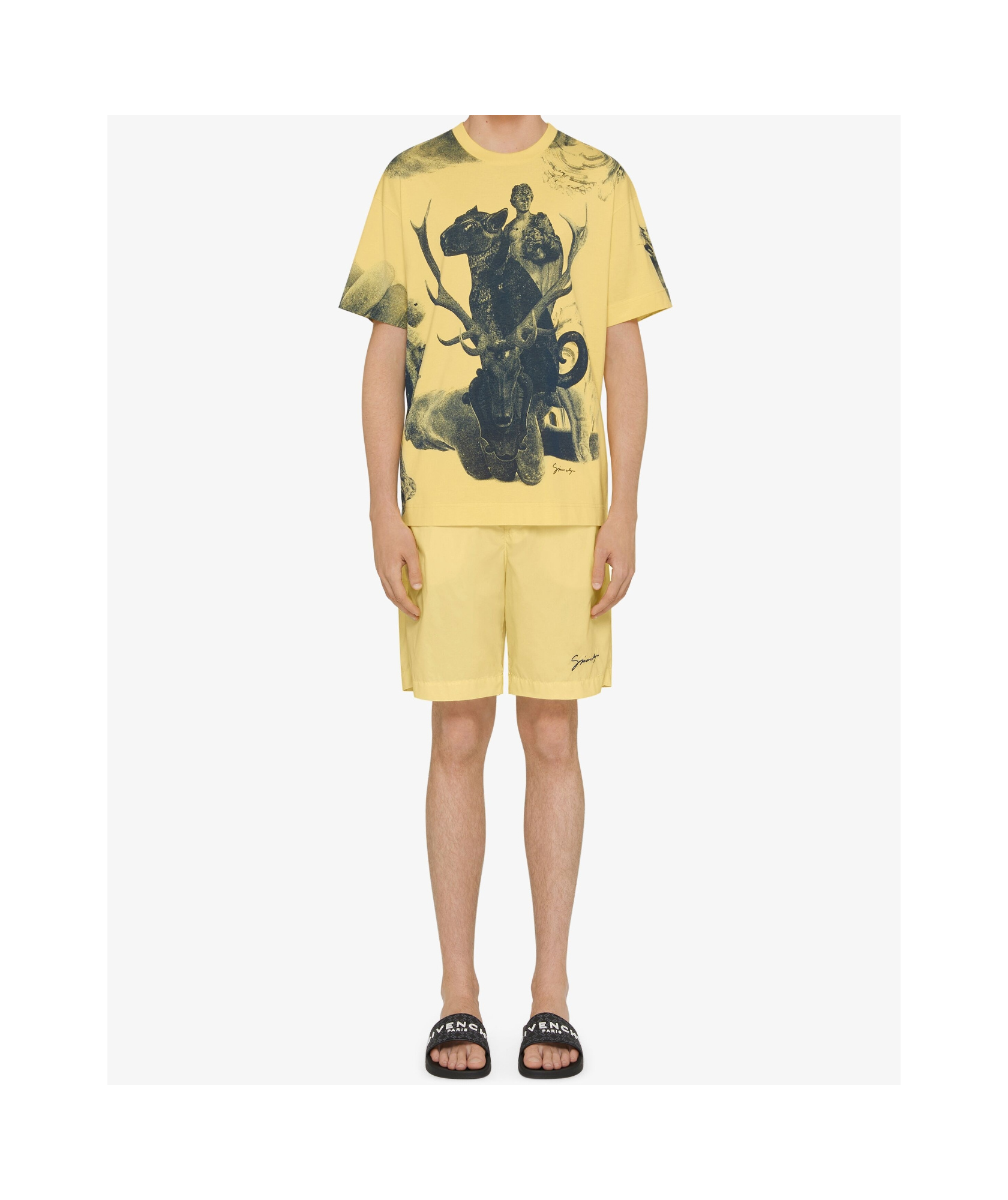 Givenchy T-shirt In Cotton With Hubert Objects Print In Yellow