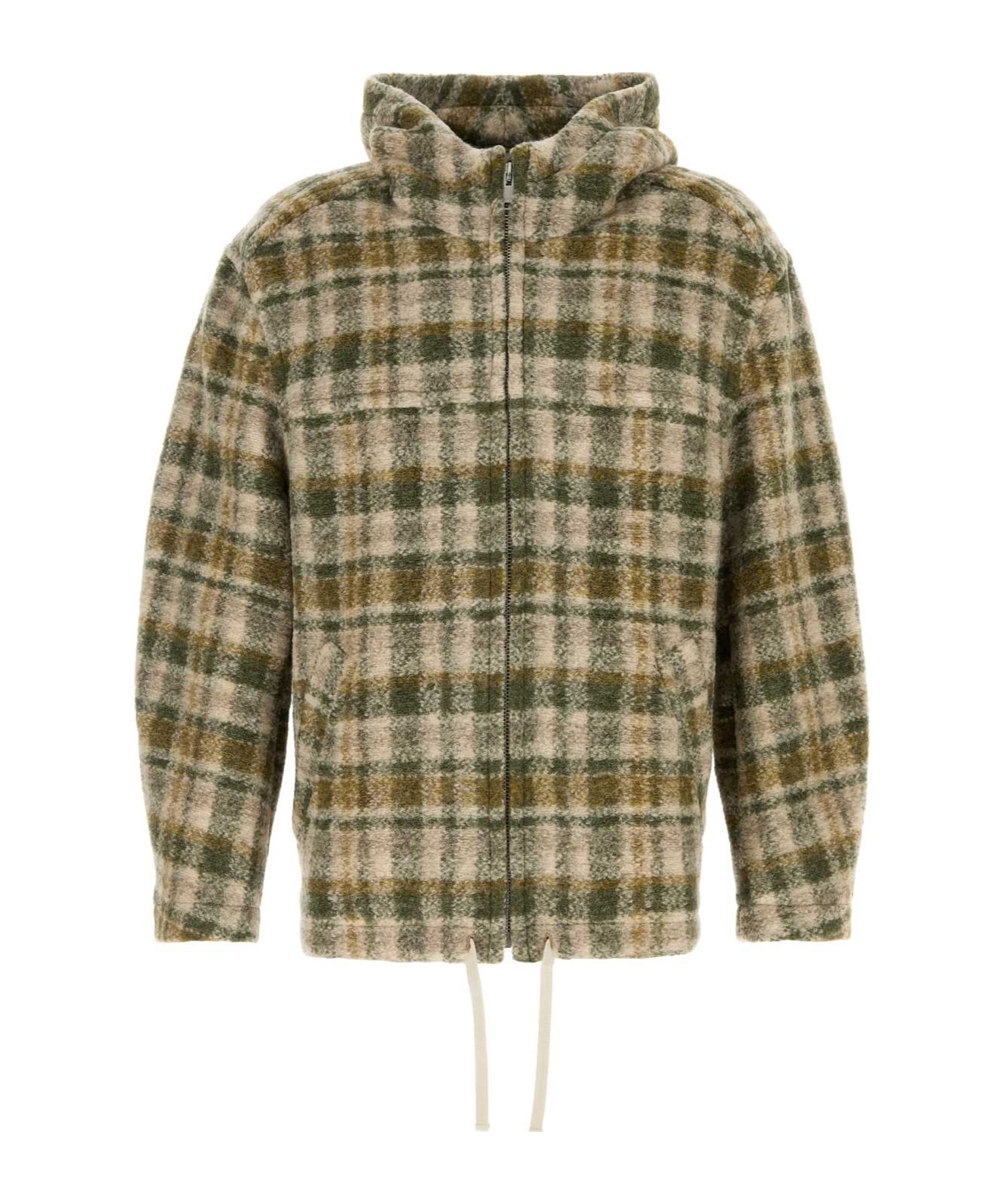 Isabel Marant Checkered Knit Jacket Brushed Finish In Green