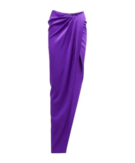 Alex Perry Ridley Draped Satin Maxi Skirt In Purple