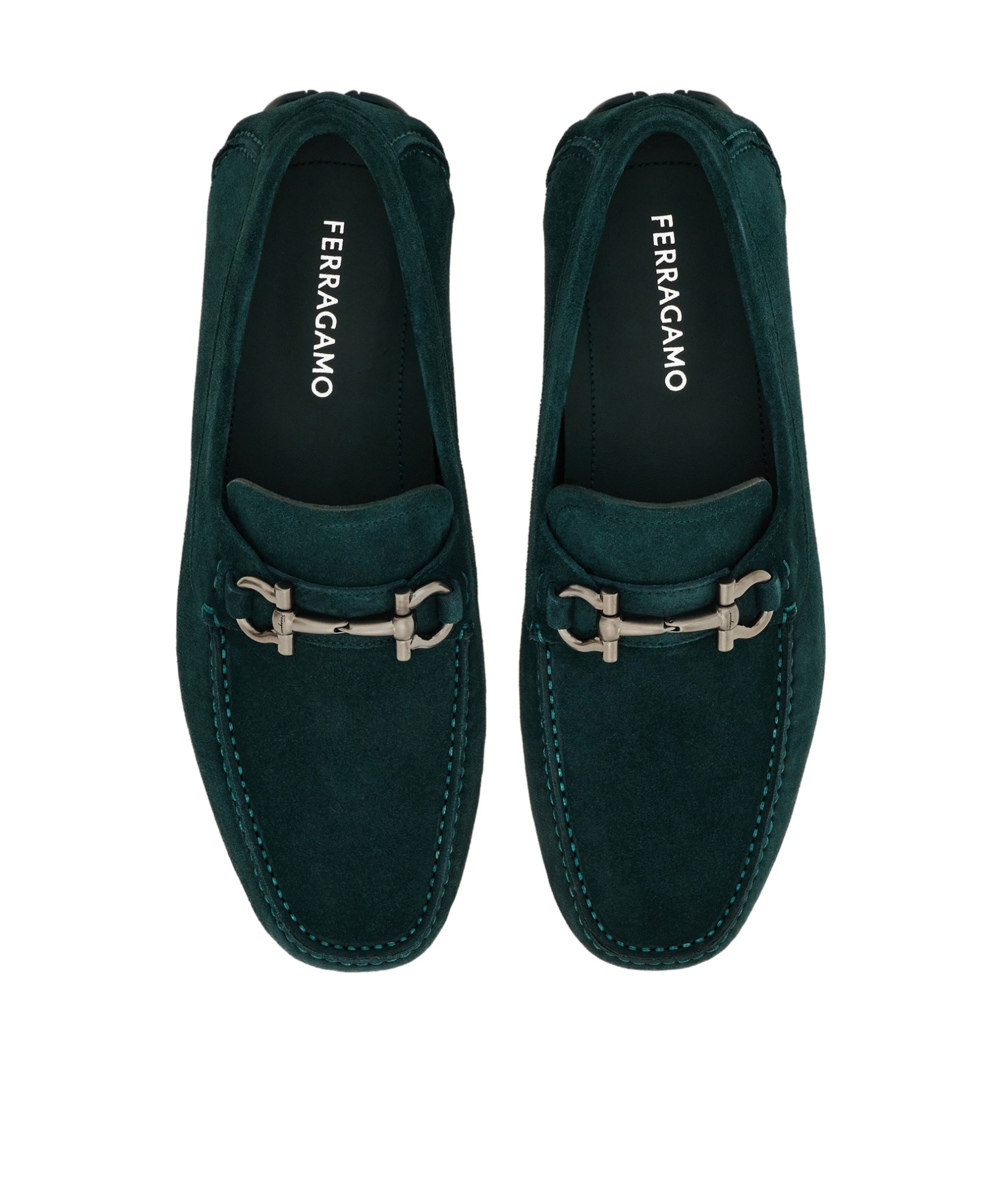 Ferragamo Driver With Gancini Ornament In Green