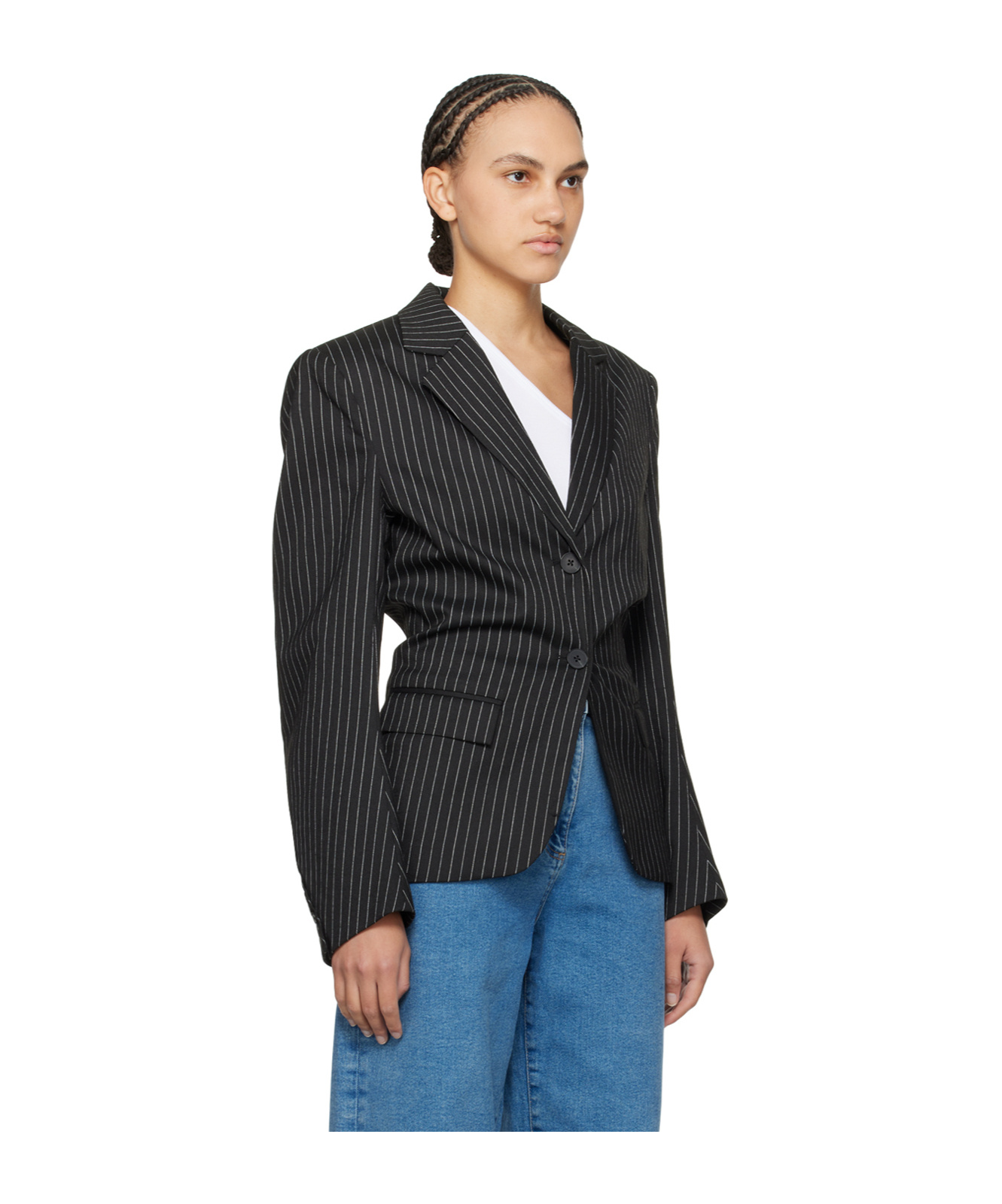 Remain Birger Christensen Stripe Pattern Blazer In Black