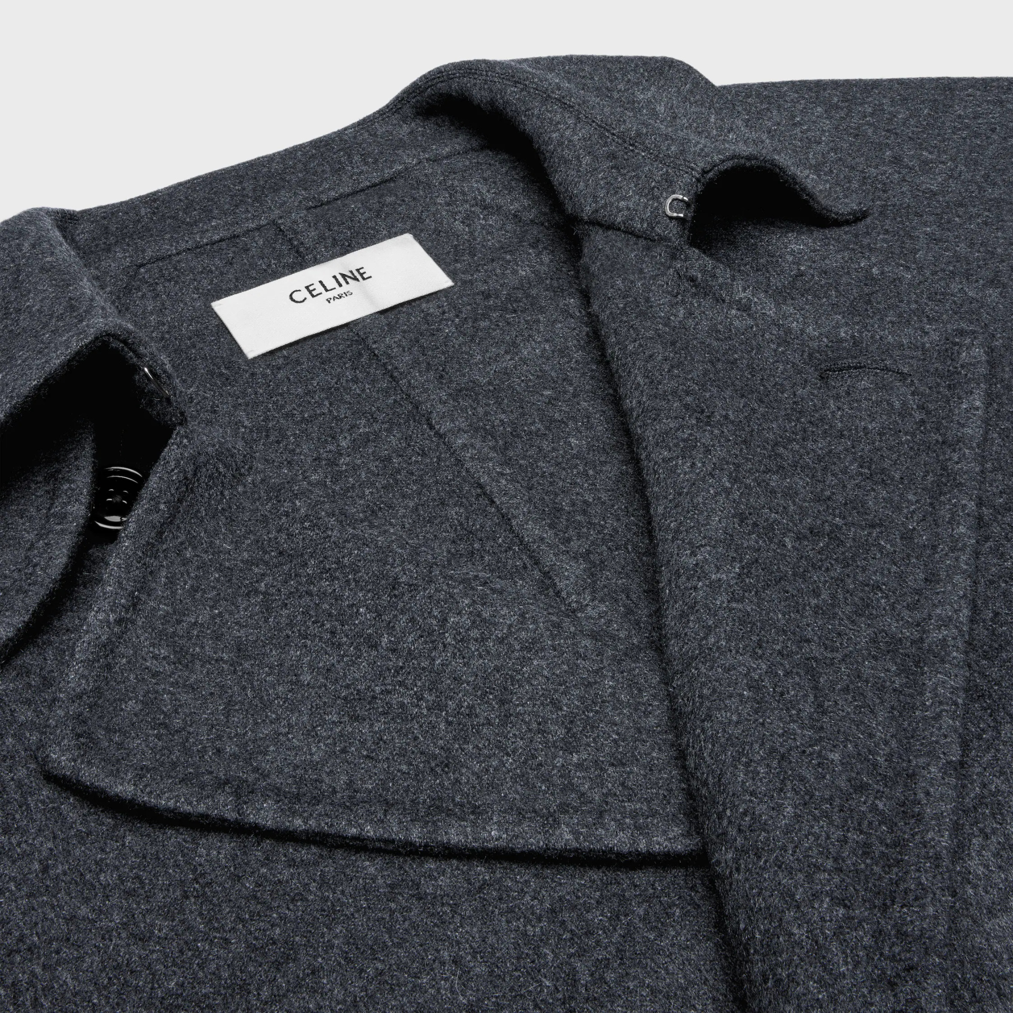 Celine Wrapped Coat In Double-face Wool Cashmere In Gray
