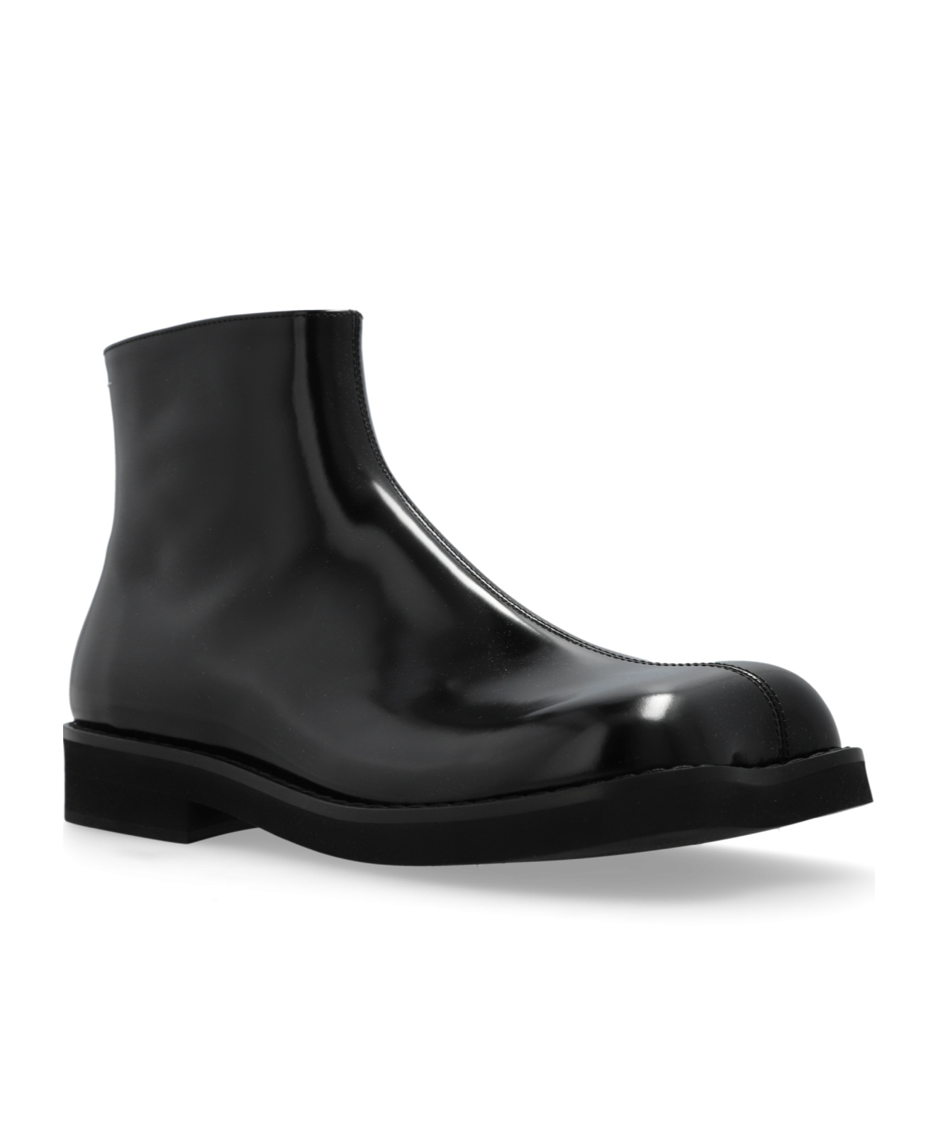 Mm6 Maison Margiela Mm6 By Maison Margiela Trunk Leather Ankle Boots With Block Heel In Black
