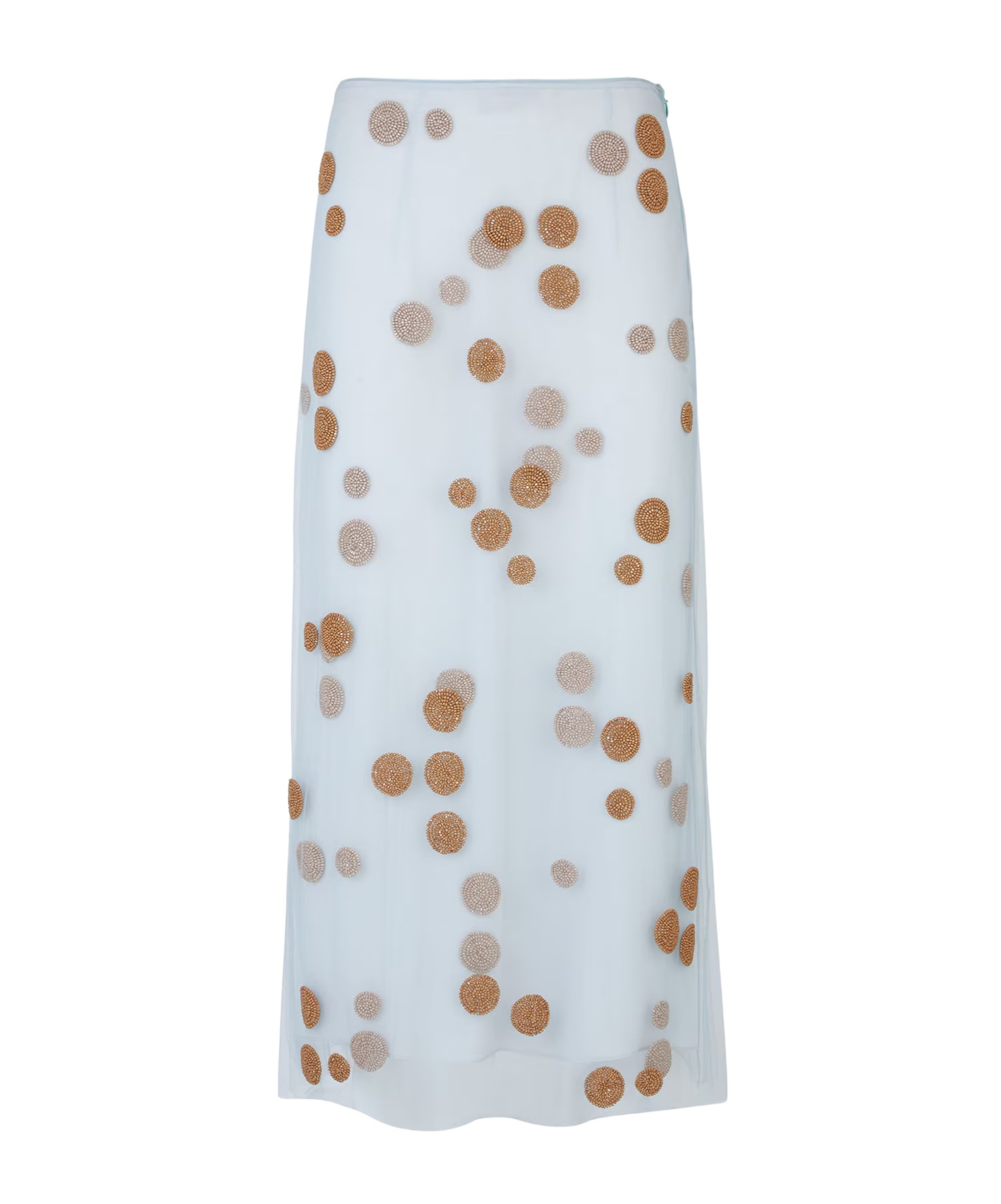 Fendi Sheer Tulle Midi Skirt With Metallic Embroidery In White