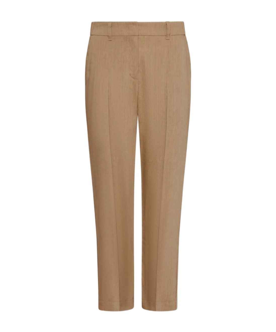 Marella Slim-fit Stretch Viscose And Linen Trousers In Brown