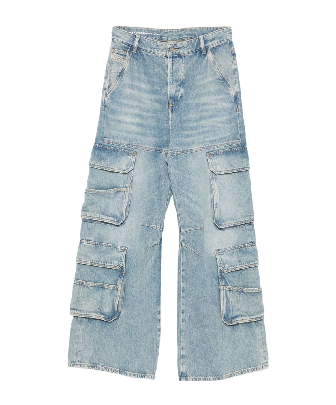 Diesel Utility Cargo Jeans Multiple Pockets In Blue