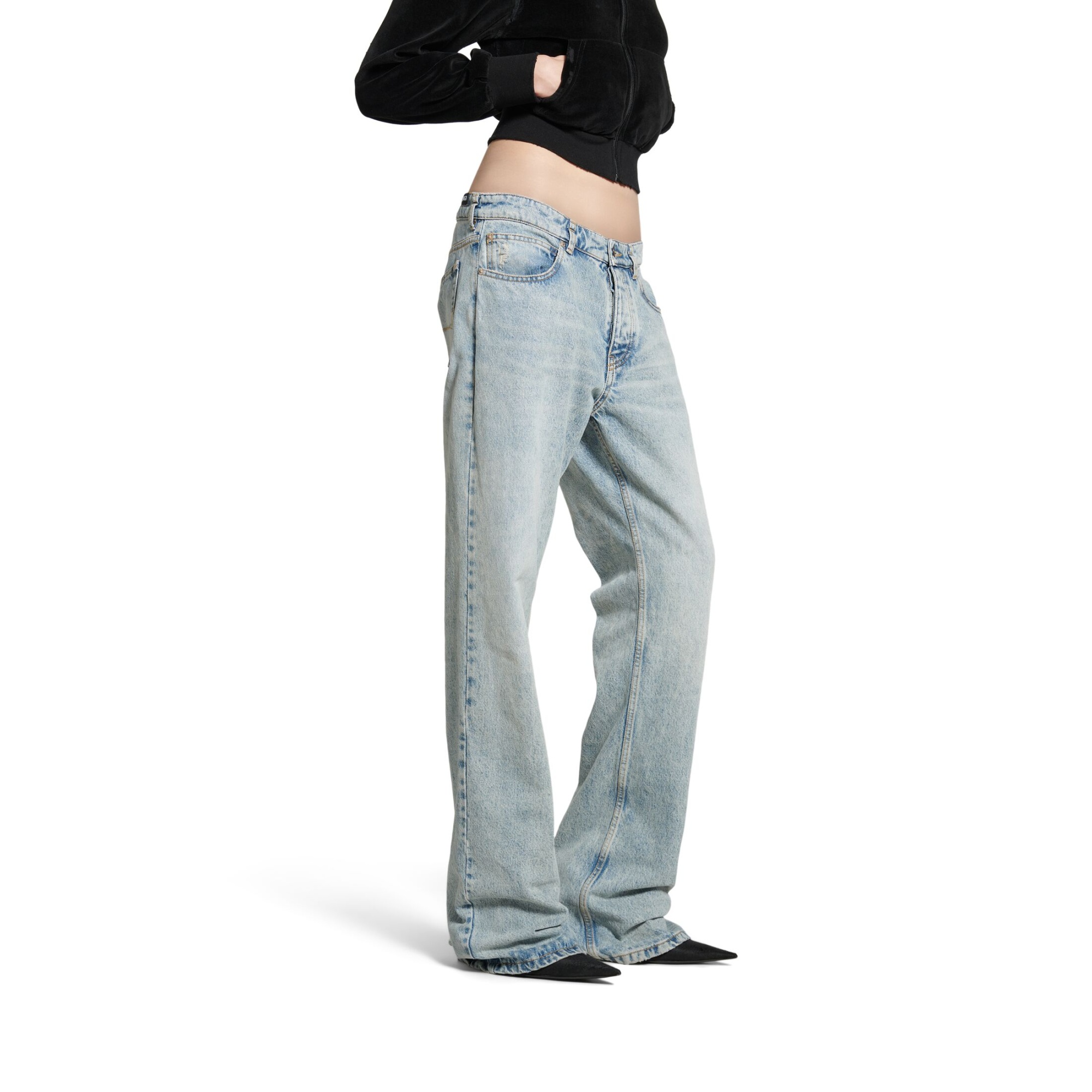 Balenciaga Low-waist Straight Jeans In Gray