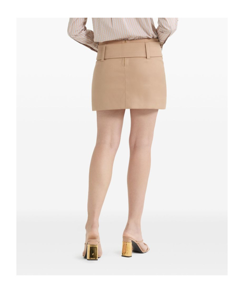 Patou Belted Organic-cotton Mini Skirt In Nude
