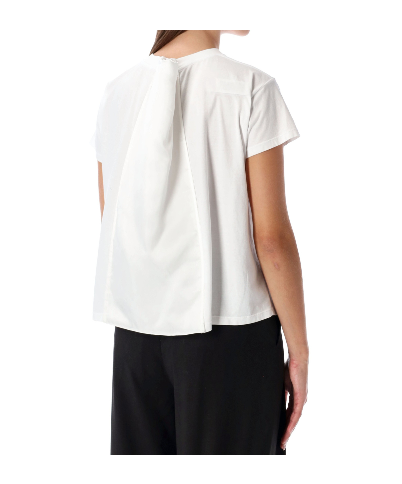 Mm6 Maison Margiela Back Detail Short Sleeve Crew Neck Top In White