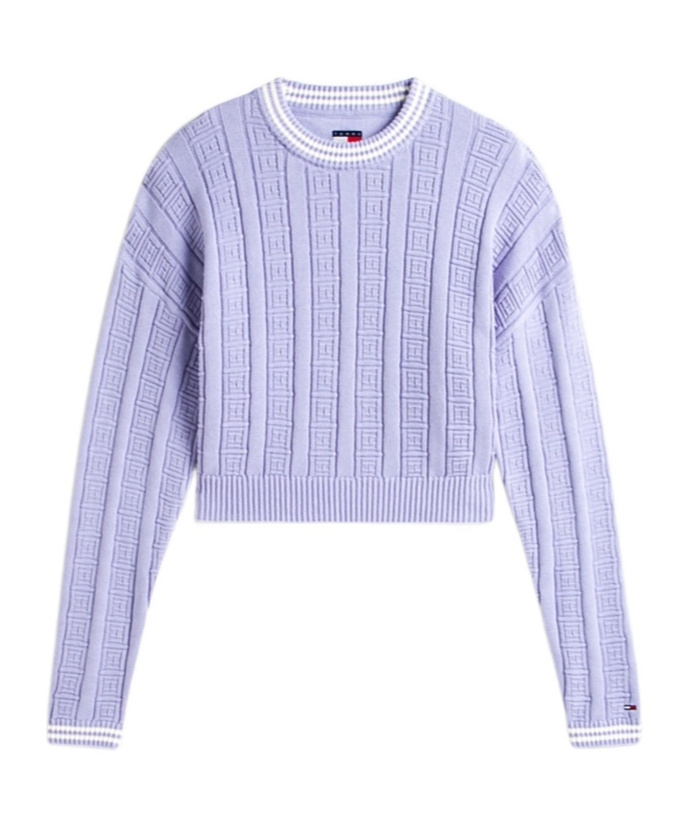 Tommy Hilfiger Flag Pattern Cable Knit Sweater In Purple