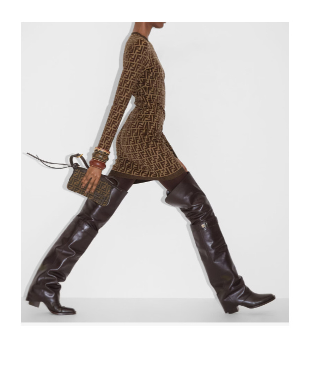 Fendi Ff Monogram Mini Dress In Brown