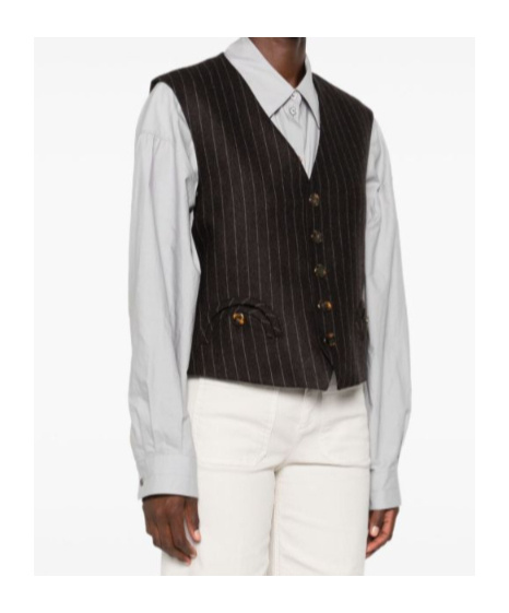 Blazé Milano Pinstripe Buttoned Waistcoat In Brown