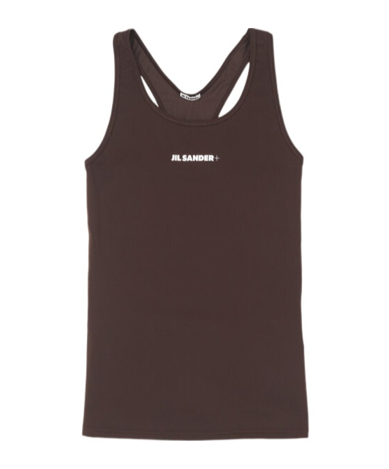 Jil Sander Fitted Racerback Sports Tank With Logo Print In Black