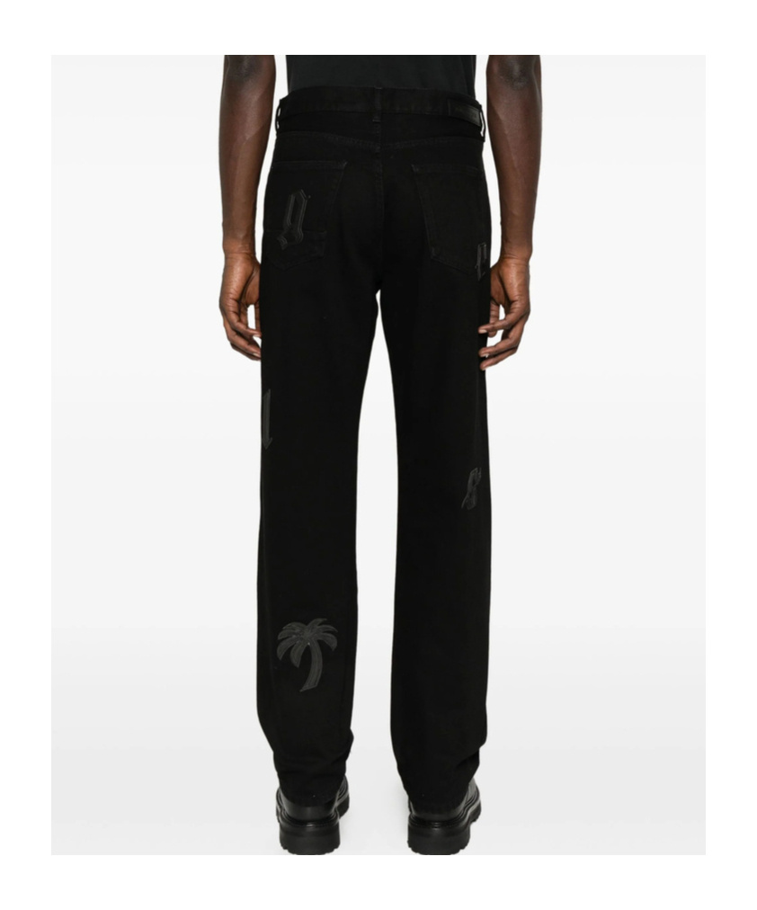 Palm Angels Logo-detail Jeans In Black