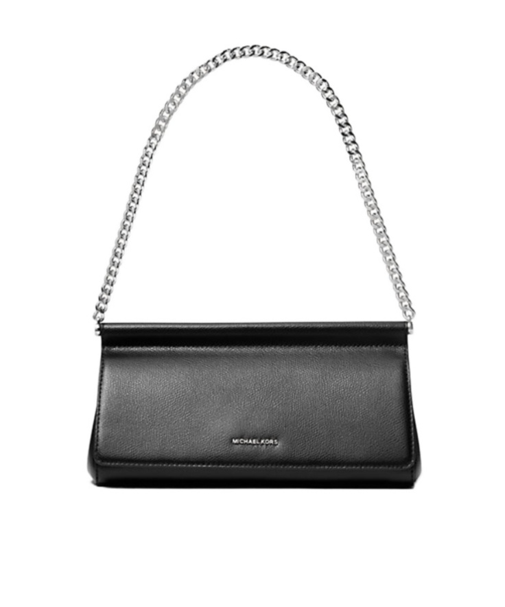 Michael Kors Carmine Medium Leather Pochette In Black