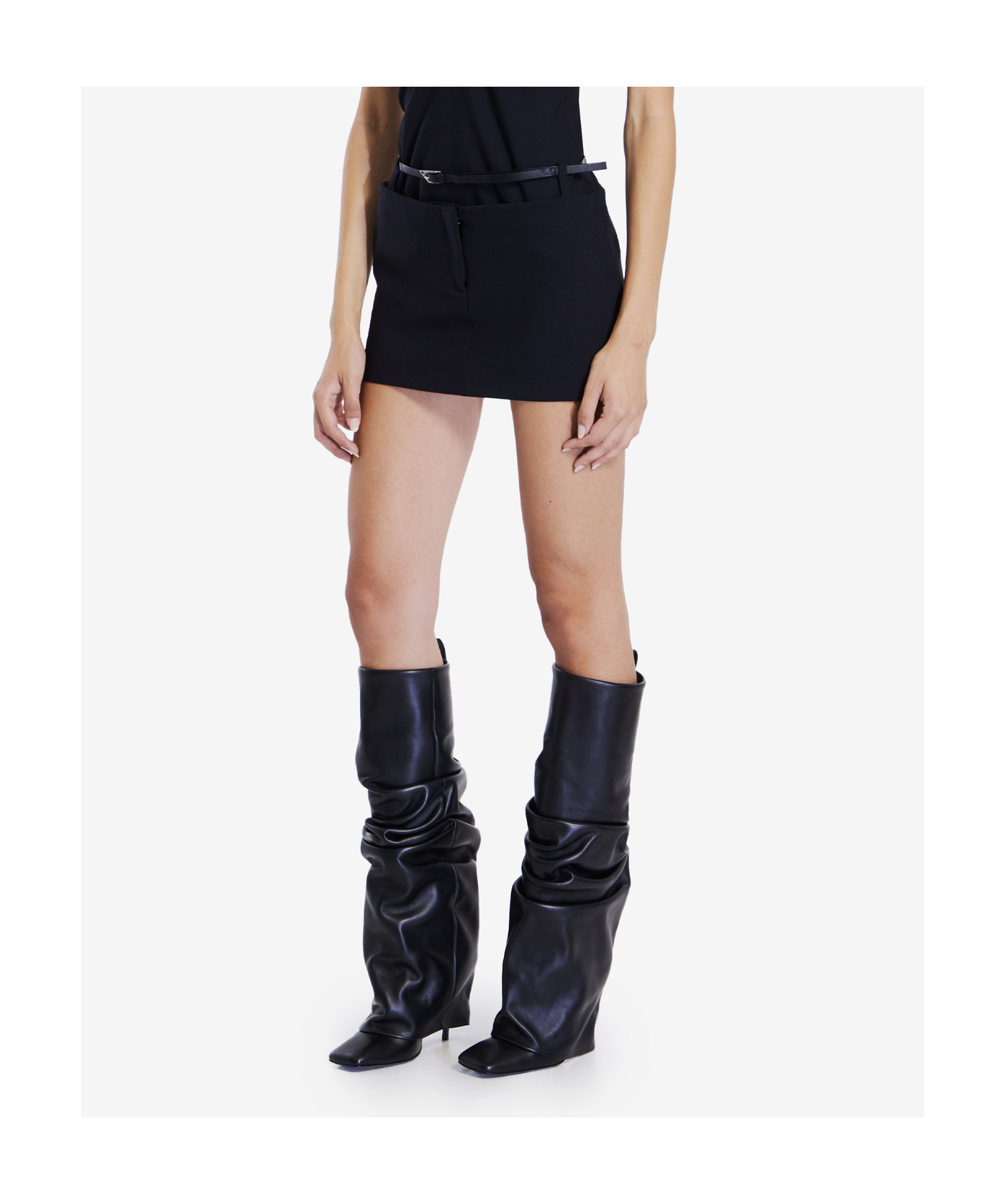 Attico Double-waisted Mini Skirt In Black
