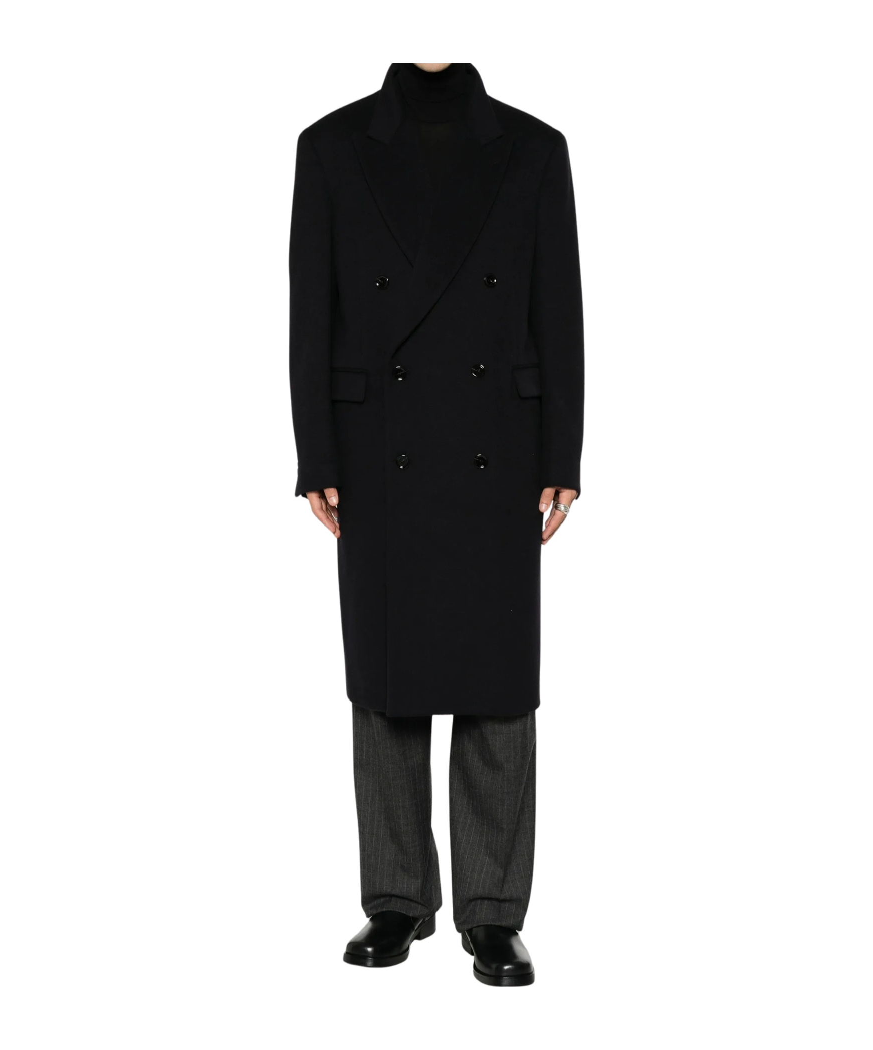 Lardini Double-breasted Coat In Black