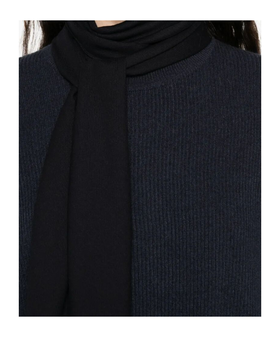 Brunello Cucinelli Ribbed Tie-neck Dress In Black