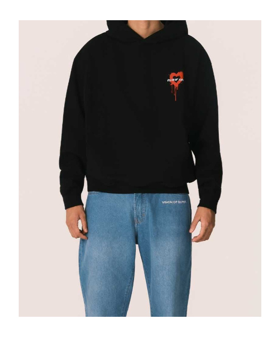 Vision Of Super Black Hoodie With Puff Print On In Black