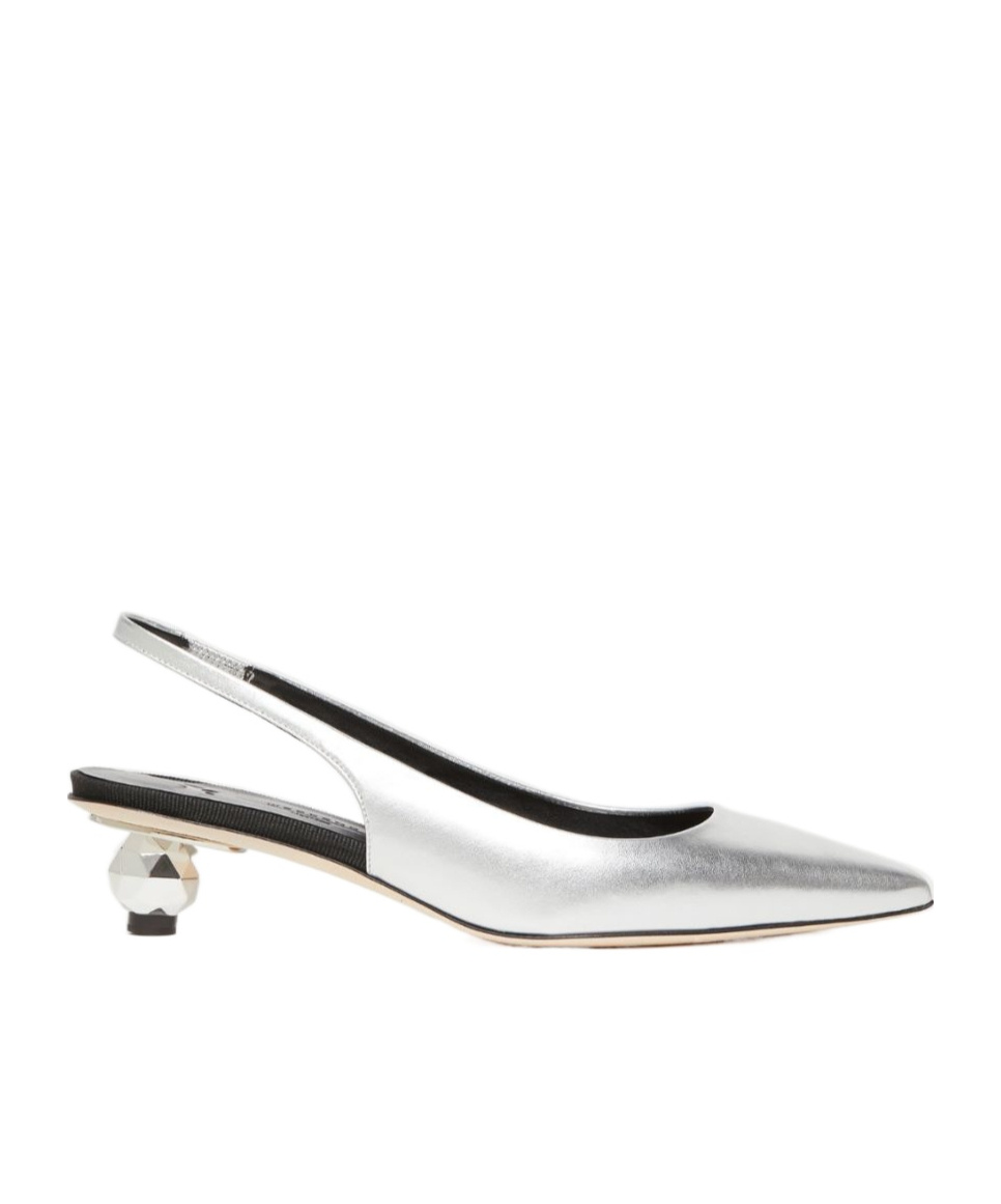 Weekend Max Mara Gallico Silver Slingback Pumps In White