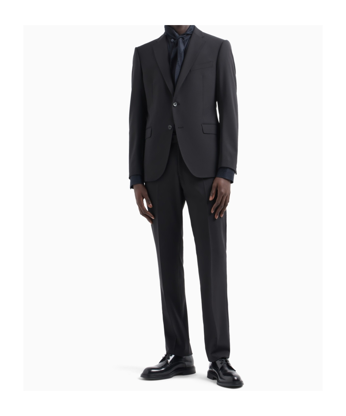 Emporio Armani Single-breasted Suit In Virgin-wool Two-way Stretch Canvas In Black