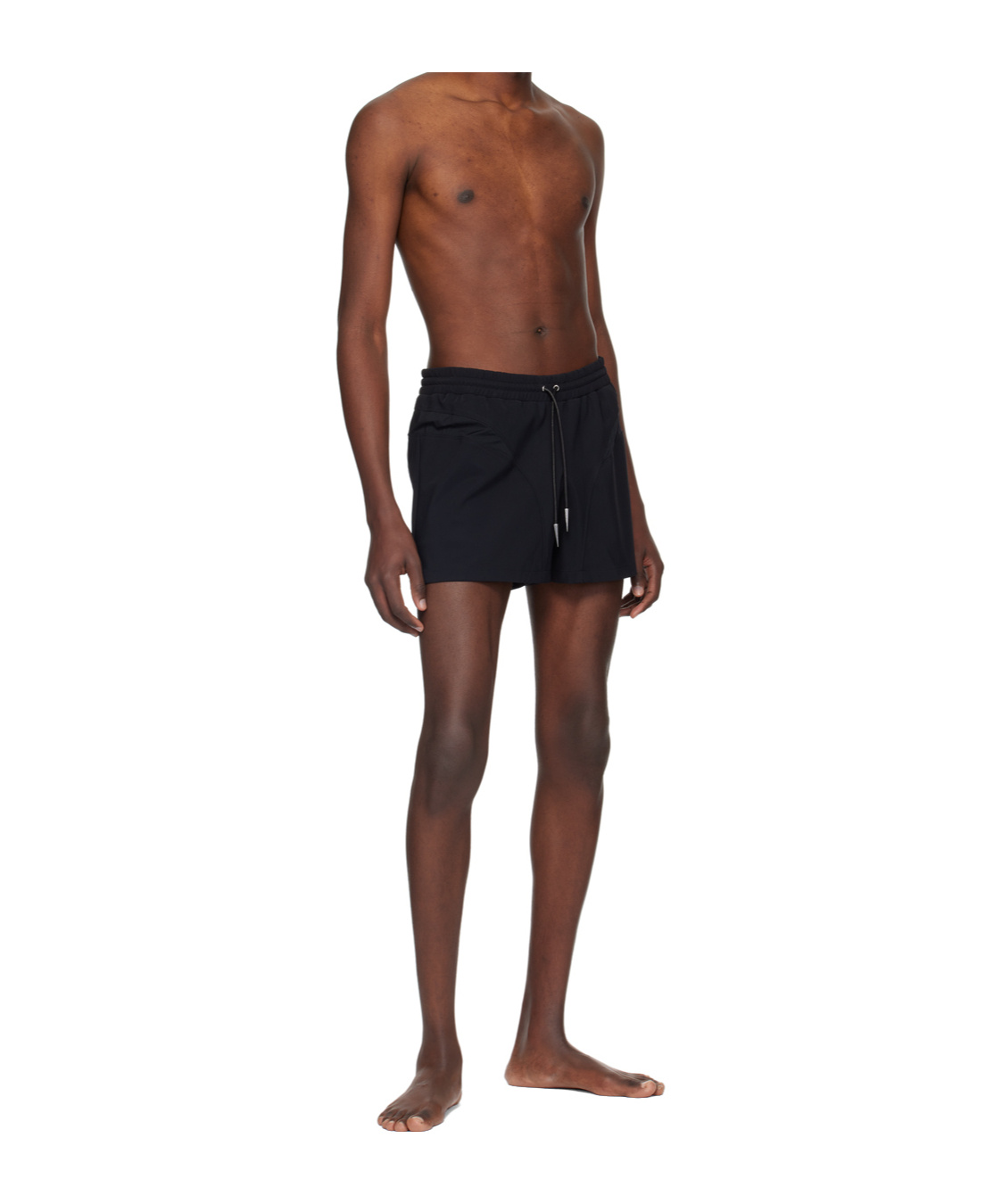 Mugler Black Paneled Swim Shorts In Black