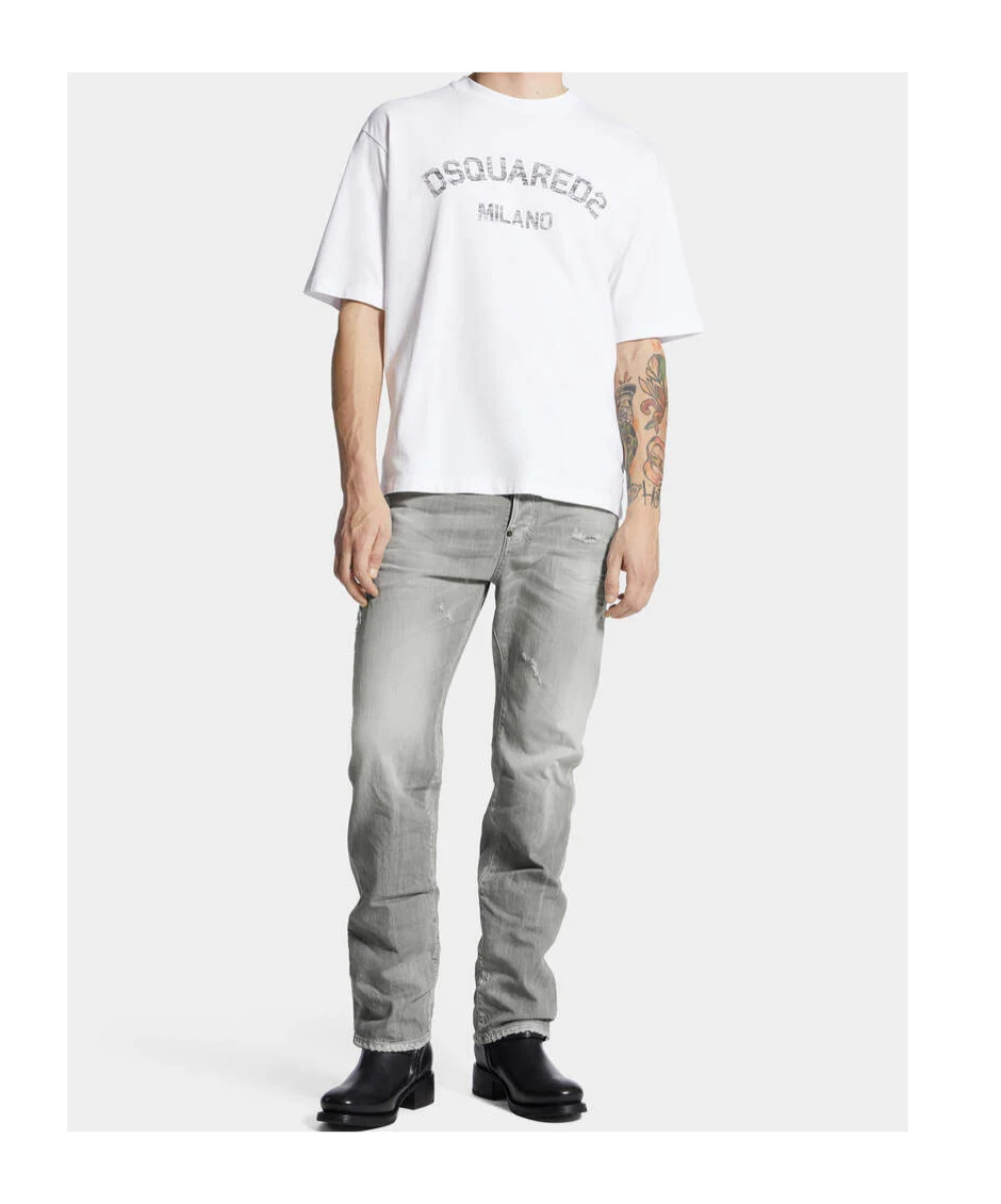 Dsquared2 Relaxed Fit Distressed Denim Jeans In Gray