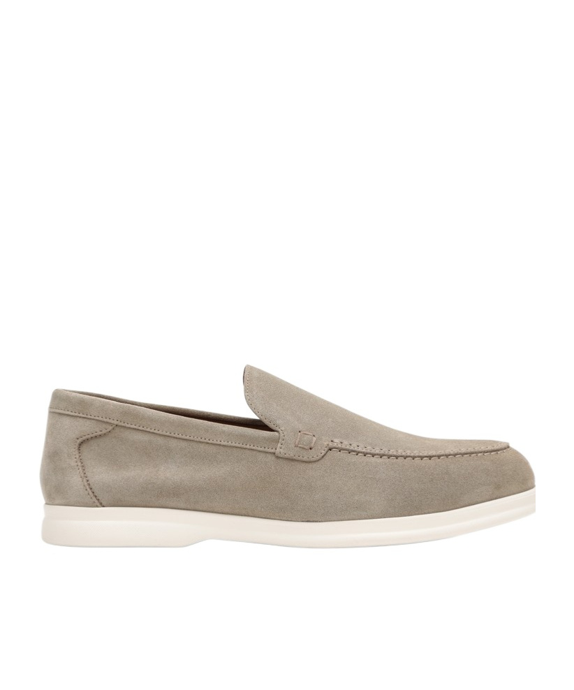 Doucal's Suede Leather Moccasin In Sand Color In Nude