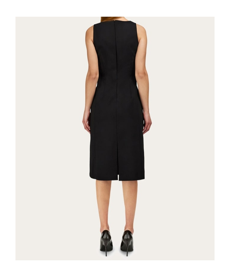 Ferragamo Corseted Dress With Gathered Neckline In Black