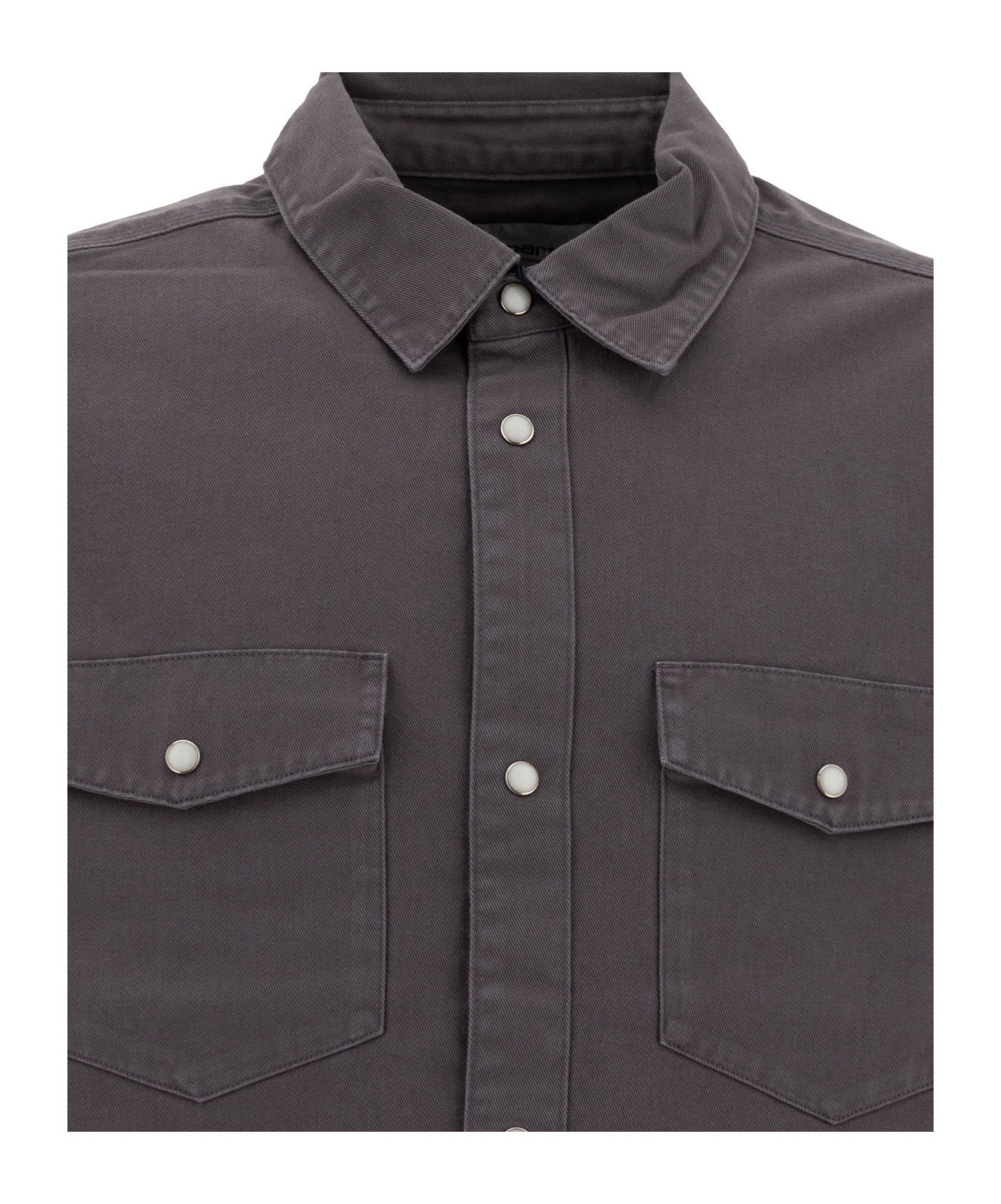 Carhartt Collared Shirt With Pockets And Cuffed Sleeves In Black