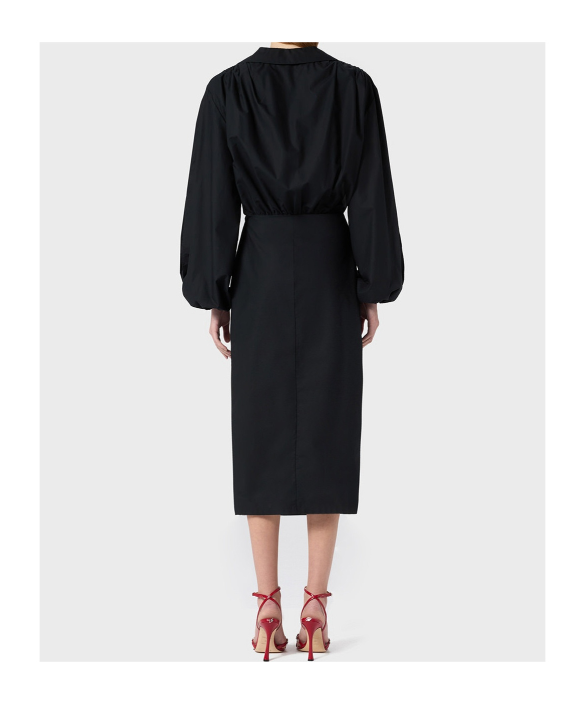 Blumarine Long Sleeve Wrap Dress With Floral Embellishment In Black
