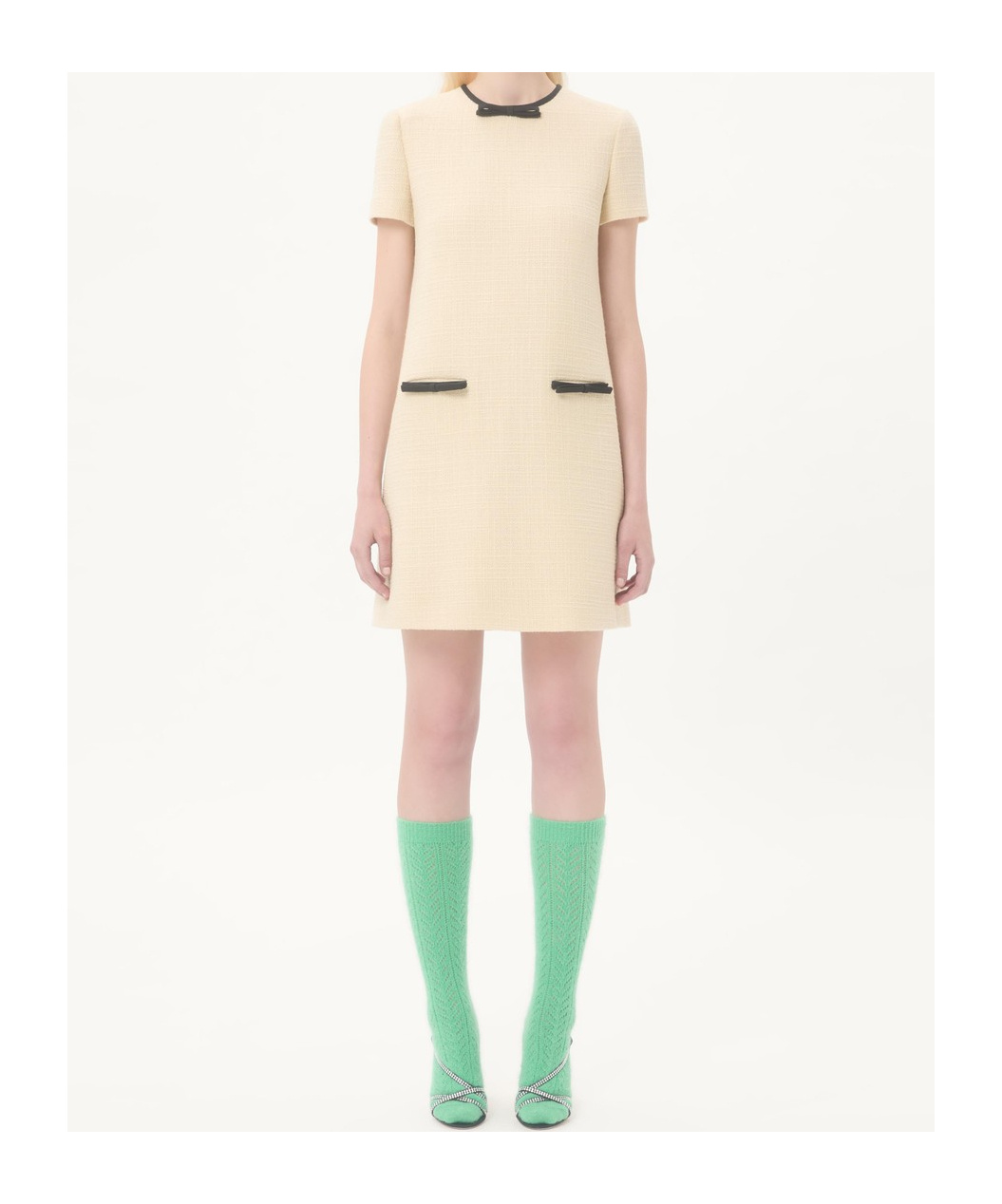 Valentino Bow Detail Virgin Wool Blend Tweed Minidress In Brown