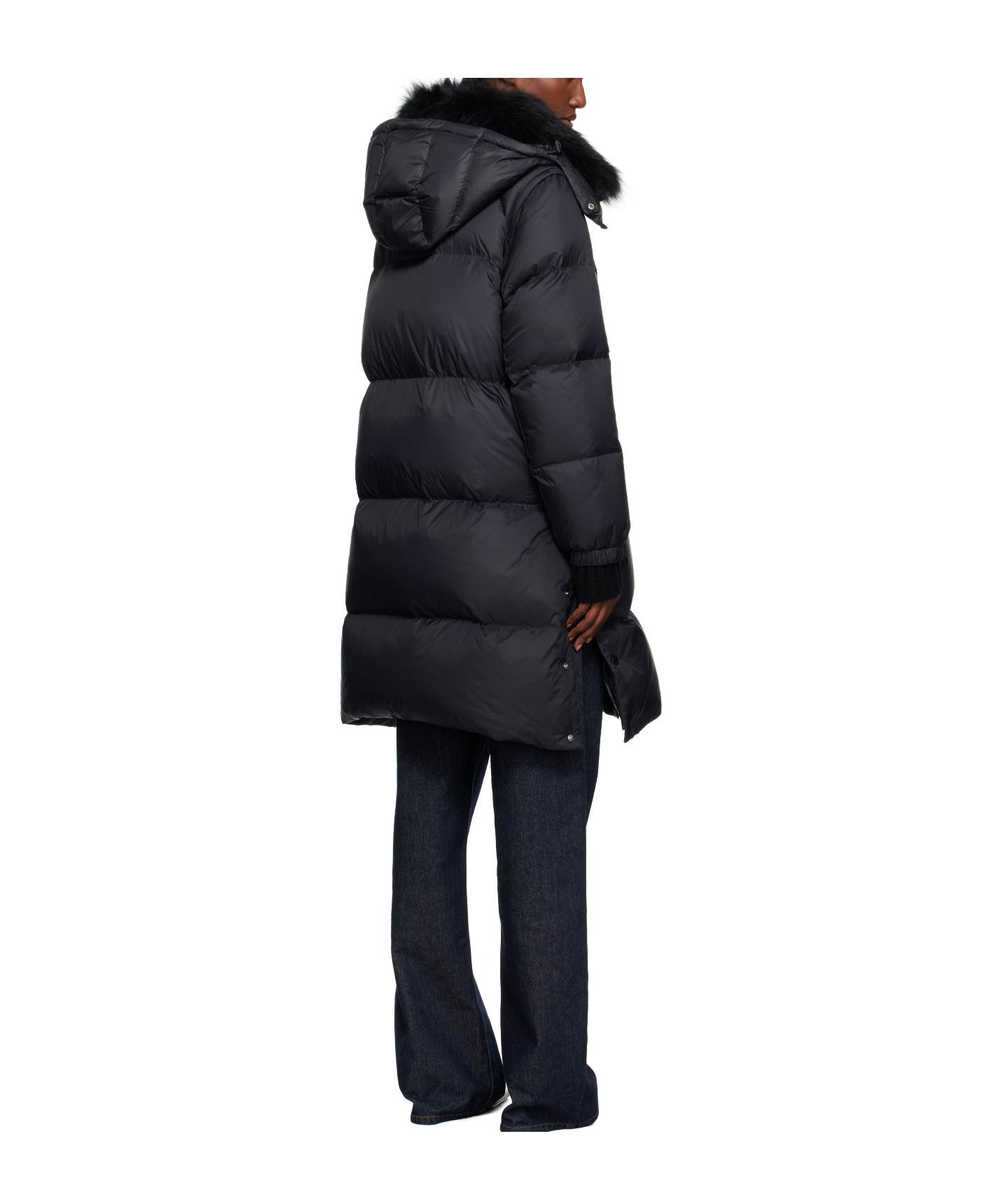 Yves Salomon Long Down Coat In Black