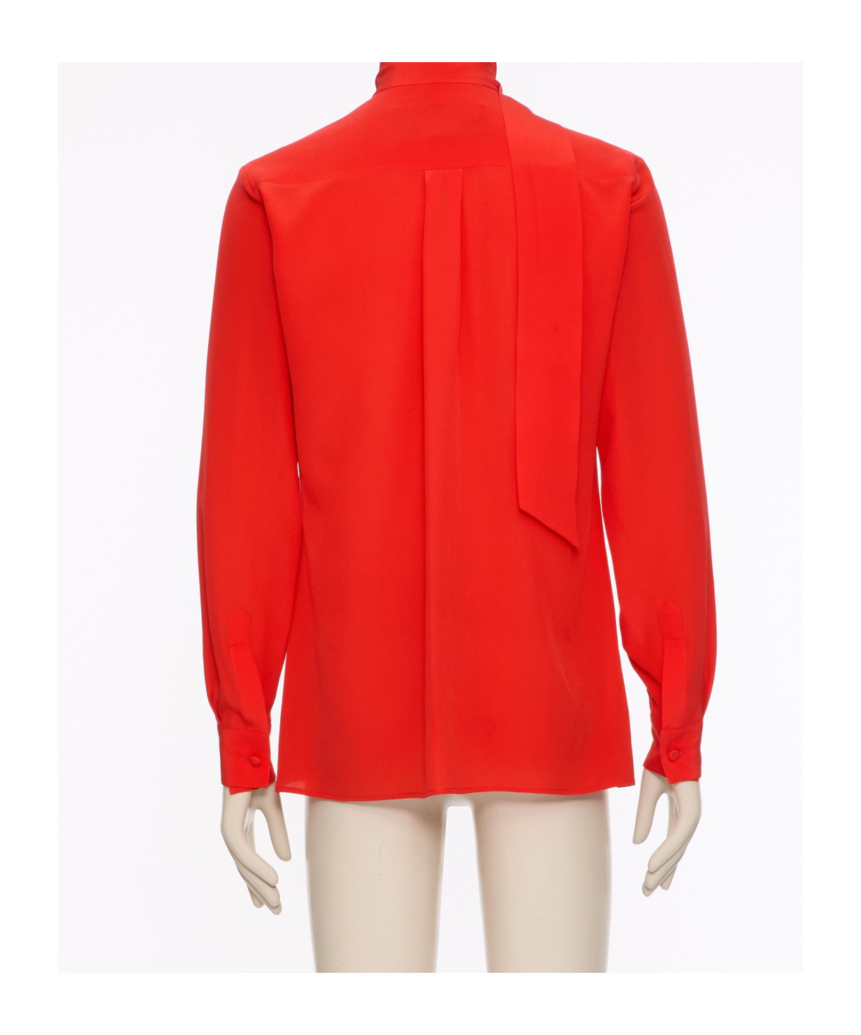 Valentino Crepe De Chine Silk Shirt With Scarf Collar In Red