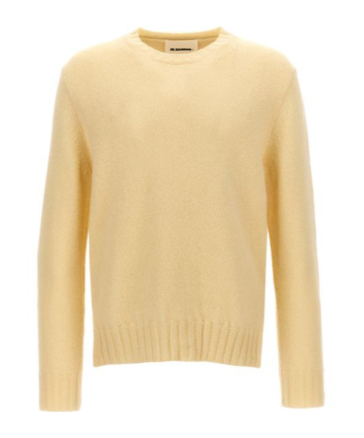 Jil Sander Crew Neck Wool Sweater With Side Slits In Nude