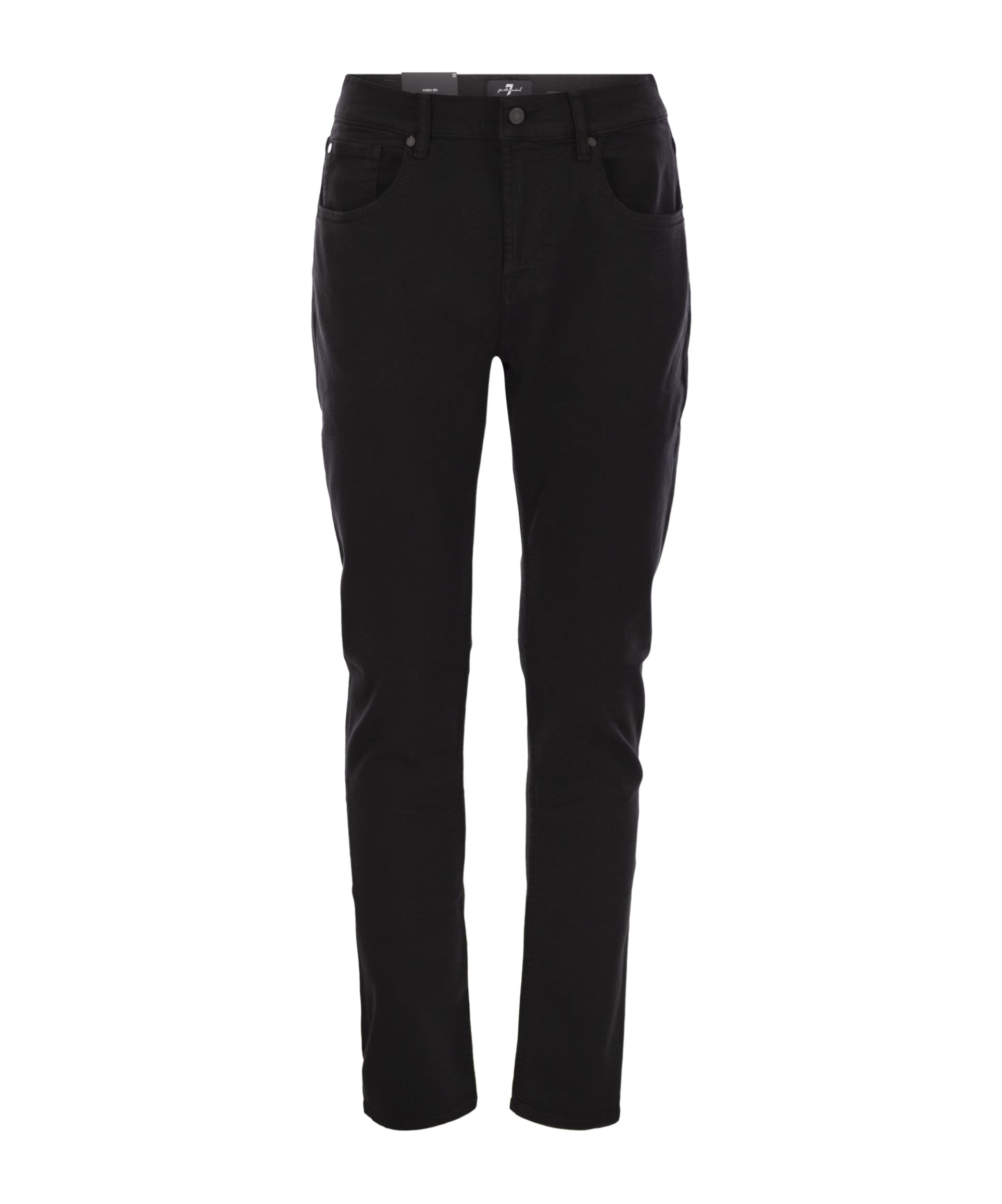 7 For All Mankind Slimmy Tapered Skinny Medium Waisted Jeans In Black
