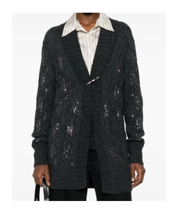 Ermanno Scervino Cable-knit Cardigan In Black