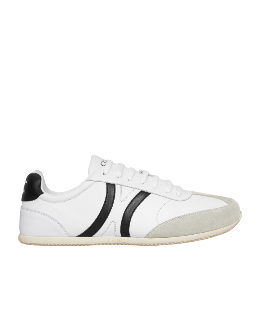 Celine White Calfskin Sneakers With Suede Inserts For Men In White