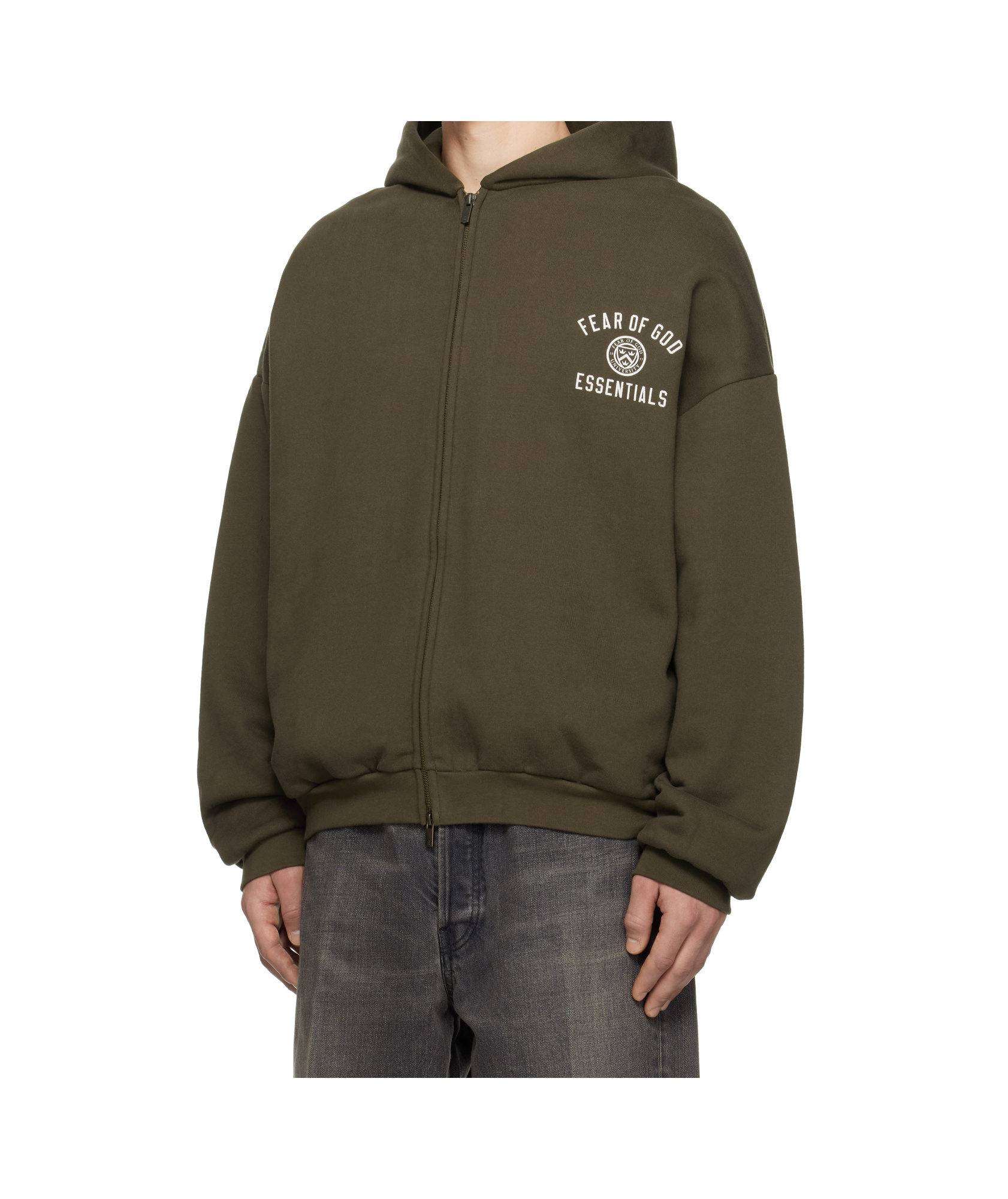 Essentials Heavy Fleece Full-zip Hoodie In Brown