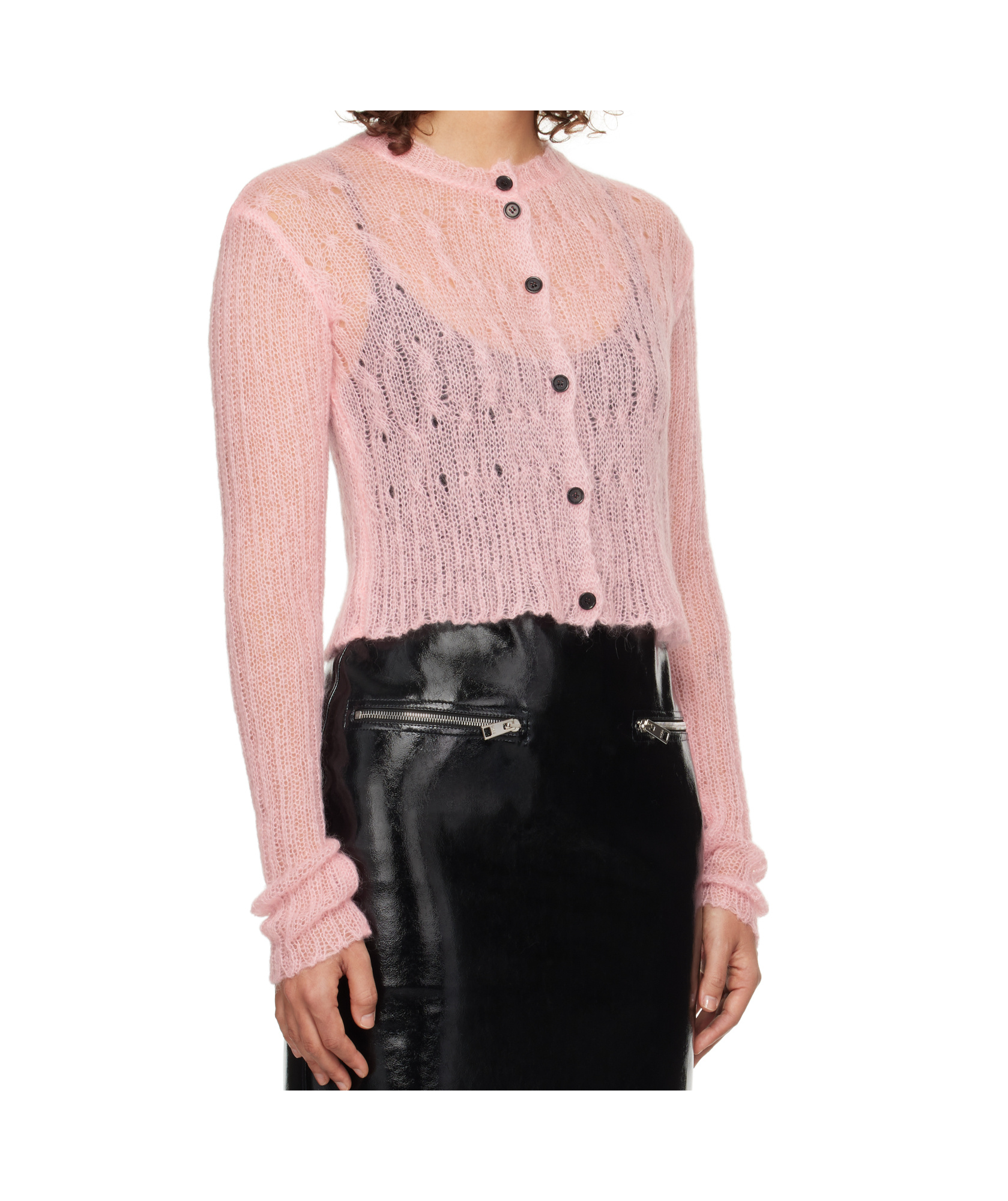 Msgm Long Sleeve Knitted Cardigan In Pink