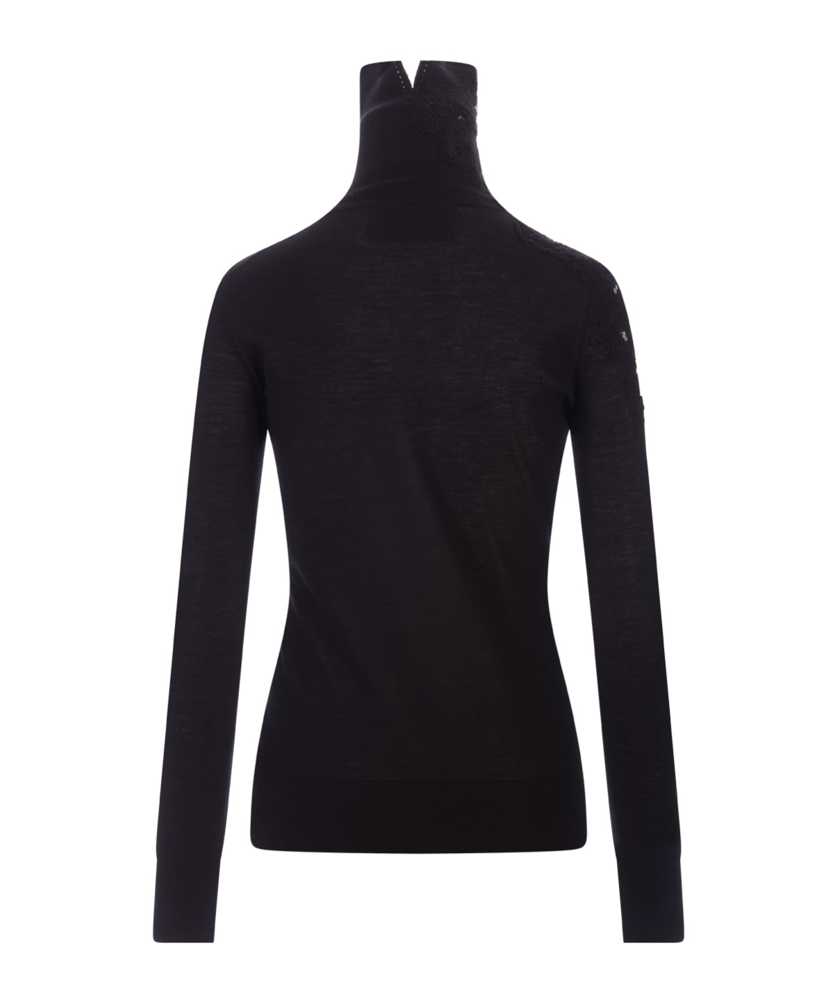 Ermanno Scervino Lace Turtleneck Sweater In Black
