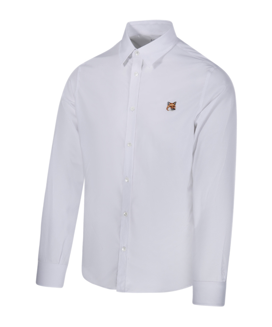 Shop Maison Kitsuné Fox-motif Cotton Shirt In White